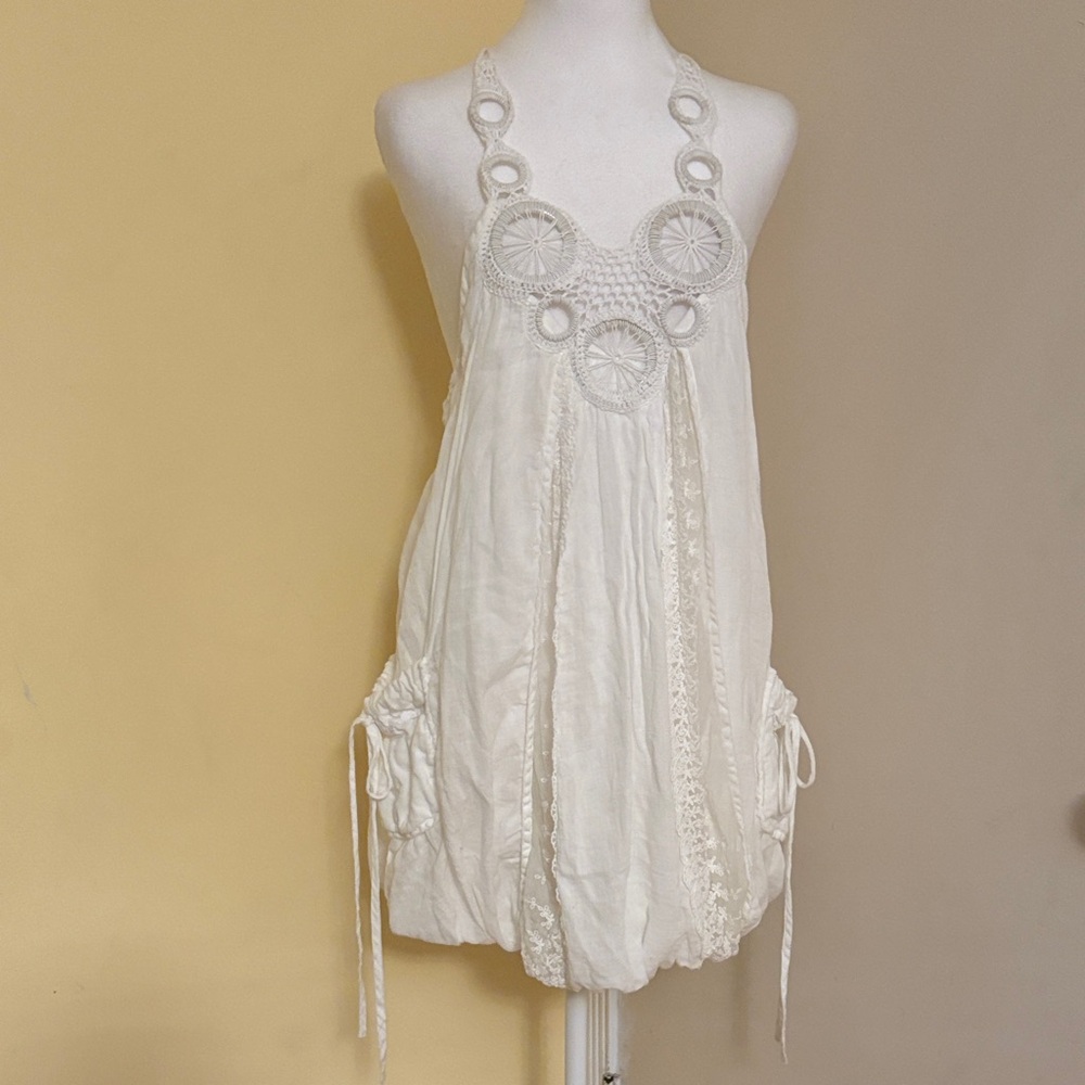 Elegant White Halter Mini Dress